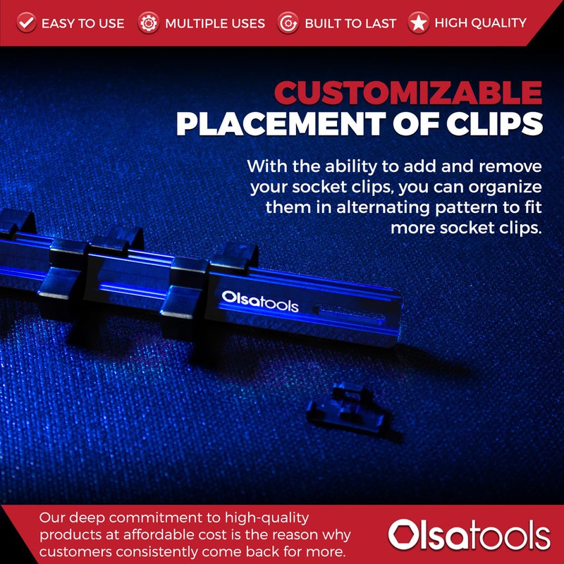 Olsa Tools 1/2-Inch Drive Aluminum Socket Organizer with Locking End Caps | Professional Quality Socket Holder (BLUE) - Image 5